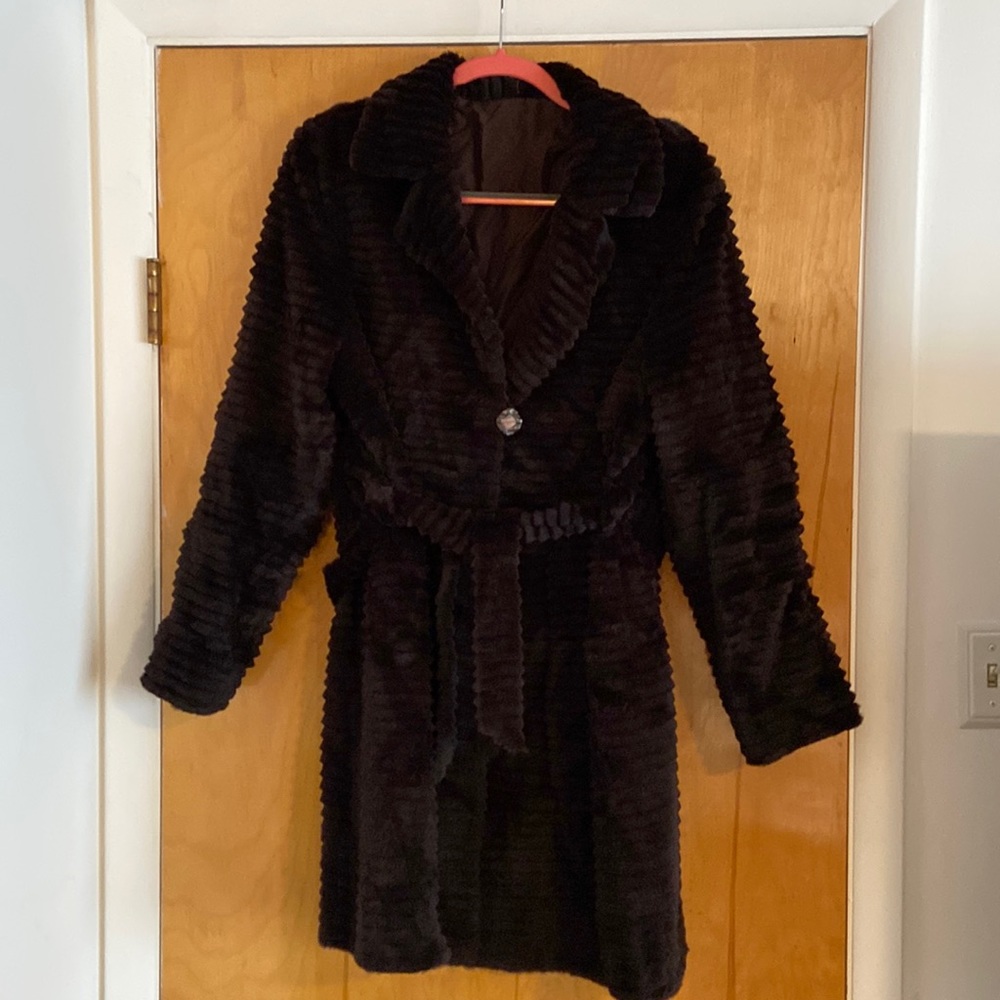 Faux fur reversible coat
